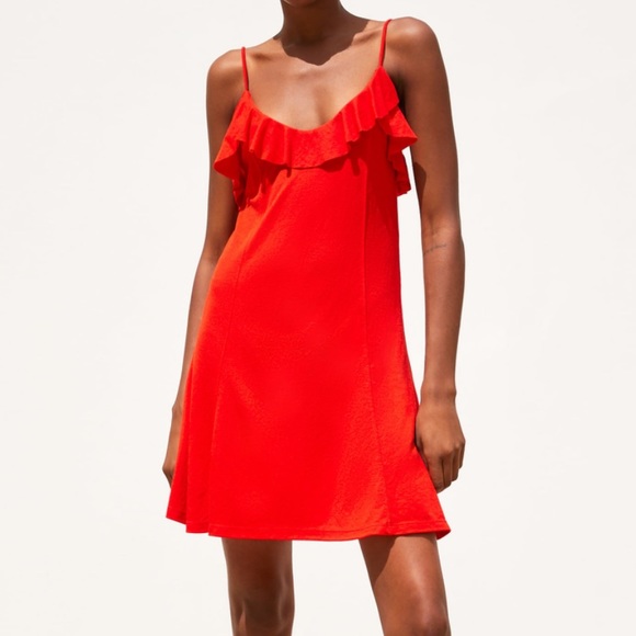Zara Dresses & Skirts - ZARA Ruffled Dress - Red
